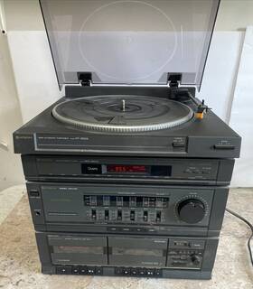 Hrd-md03 Hitachi Hifi System Amplifier Double Cassette Recorder Turntable Works
