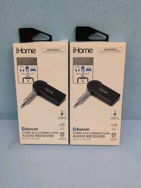 Iha200b-od Ihome 3.5mm Aux Connection Audio Receiver Built In Mic 2 Pack Black