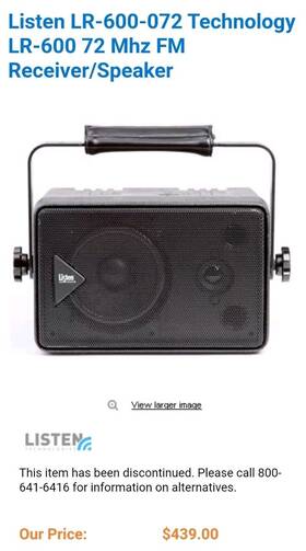 Lr-600-072 Listen Lr-600 Technology 72 Mhz Fm Receiver/speaker