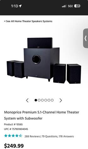 Rx373 Monoprice Subwoofer And Yamaha Receiver Bundle
