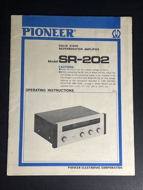 Sr-202 Original Pioneer Reverberation Owners /operator Manual Vintage Amplifier Only