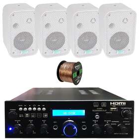 Pda9hbu Pyle Pda9hbu-white-2 Bluetooth Home Amplifier Receiver 4x 3.5 Inch White Speakers Wire
