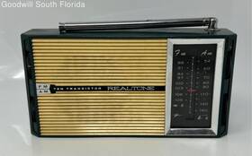 Tr2051 Realtone Model Green Gold-tone Am/fm Radio Receiver Transistor No Tested