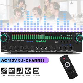Starklok 762849080765 1200w Surround Stereo Receiver Bluetooth 5.3 5.1 Channel Optical And