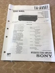 Original Sony Service Manual & Schematic TA-AV561 D1007. Fixed Price $22.00.