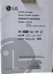 Lg 5-DVD Dolby Digital Dts Changer Av Home Theater System LHT764 Owner's Manual. Fixed Price $13.99.