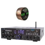 Pyle 200 Watt Bluetooth Stereo Amplifier, 100 Foot 16-GAUGE Speaker Wire, Bundle. Fixed Price $93.49.