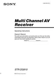 Sony STR-DG810 Av Receiver Owners Manual. Fixed Price $22.24.