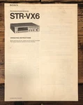 Sony STR-VX6 Receiver Owners / User Manual *original*. Fixed Price $24.97.