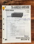 Sony TA-AV650 -AV650G Amplifier Service Manual *original*. Fixed Price $14.97.