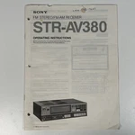Vtg. 1986 Sony Stereo Fm-am Receiver STR-AV380 Operating Instructions Manual. Fixed Price $19.95.