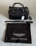 Genuine Aston Martin Large Holdall Luggage Bag Black Fabric & Spectral Blue New. Fixed Price $980.57.