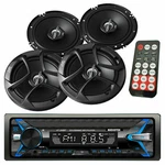 Audiotek Car Stereo Bluetooth Usb Media Receiver + 4X Jvc 6.5" 600W Speakers. Fixed Price $99.99.