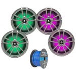 4X Infinity 6.5" 225W Marine Titanium Led Speakers, 16 Gauge 50 Ft Wire. Fixed Price $180.49.
