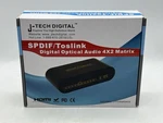 J-tech Digital Spdif Toslink Audio 4X2 Matrix + *w/optical CABLES*334TCB. Fixed Price $25.00.