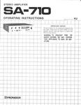Pioneer SA-710 Amplifier Owners Manual. Fixed Price $22.24.