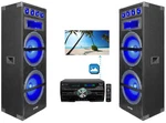 2) Technical Pro Dual 15" 1800W Led Home Theater Speakers+dvd Receiver Amplifier. Fixed Price $724.85.