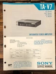 Sony TA-V7 Amplifier Service Manual *original*. Fixed Price $24.97.
