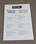 Rotel Stereo Receiver RX-203 Technical Manual D-4208. Fixed Price $54.95.