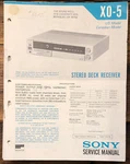 Sony XO-5 Cassette Receiver Service Manual *original*. Fixed Price $14.97.