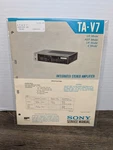 Sony TA-V7 Stereo Amplifier Service Manual Original Paperwork Vintage Repair. Fixed Price $13.49.