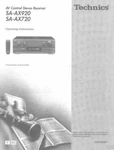 Technics SA-AX720 SA-AX920 Receiver Owners Instruction Manual Reprint. Fixed Price $22.24.