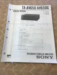 Original Sony Service Manual & Schematic TA-AV650/AV650G D1010. Fixed Price $22.00.