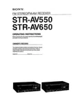 Sony STR-AV550 STR-AV650 Receiver Owners Manual. Fixed Price $22.24.