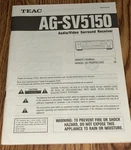 Teac AG-SV5150 Audio/video Surround Receiver Owner Manual. Fixed Price $19.99.