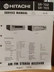 Hitachi SR-702 SR-703 Receiver Service Manual Original. Fixed Price $39.99.