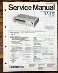 Technics SA-212 Receiver Service Manual *original*. Fixed Price $24.97.