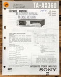 Sony TA-AX360 Amplifier Service Manual *original*. Fixed Price $19.97.