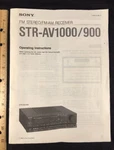 Sony STR-AV1000 Receiver Original Owners Manual 40 Pages STRAV1000 STRAV900. Fixed Price $14.95.
