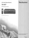 Technics SA-AX7 Receiver Owners Instruction Manual Reprint. Fixed Price $22.24.