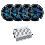 Pyle Marine 4-CHANNEL Bluetooth Amplifier, 4X Enrock 6.5" Rgb Led Boat Speakers. Fixed Price $233.49.