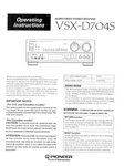 Pioneer VSX-D704S Receiver Owners Manual. Fixed Price $22.24.